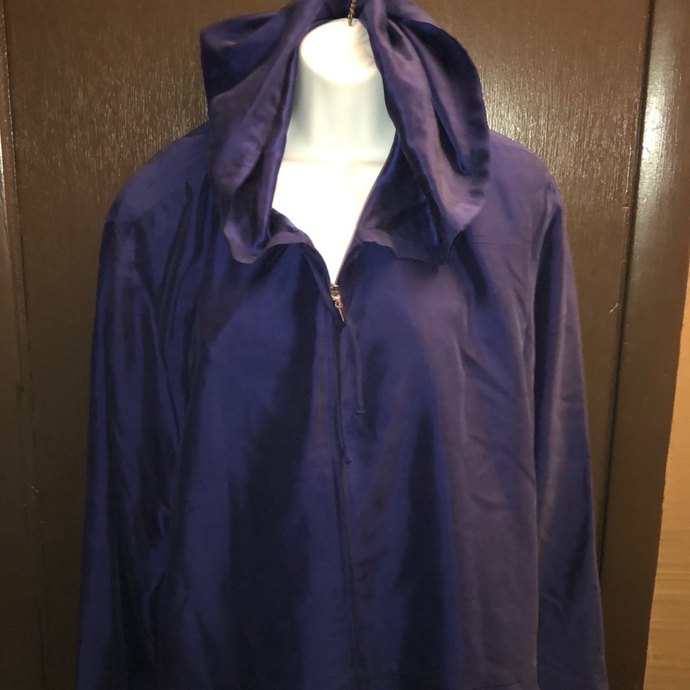NWT DANA B & KAREN NAVY BLUE 100% SILK JACKET SZ. 16